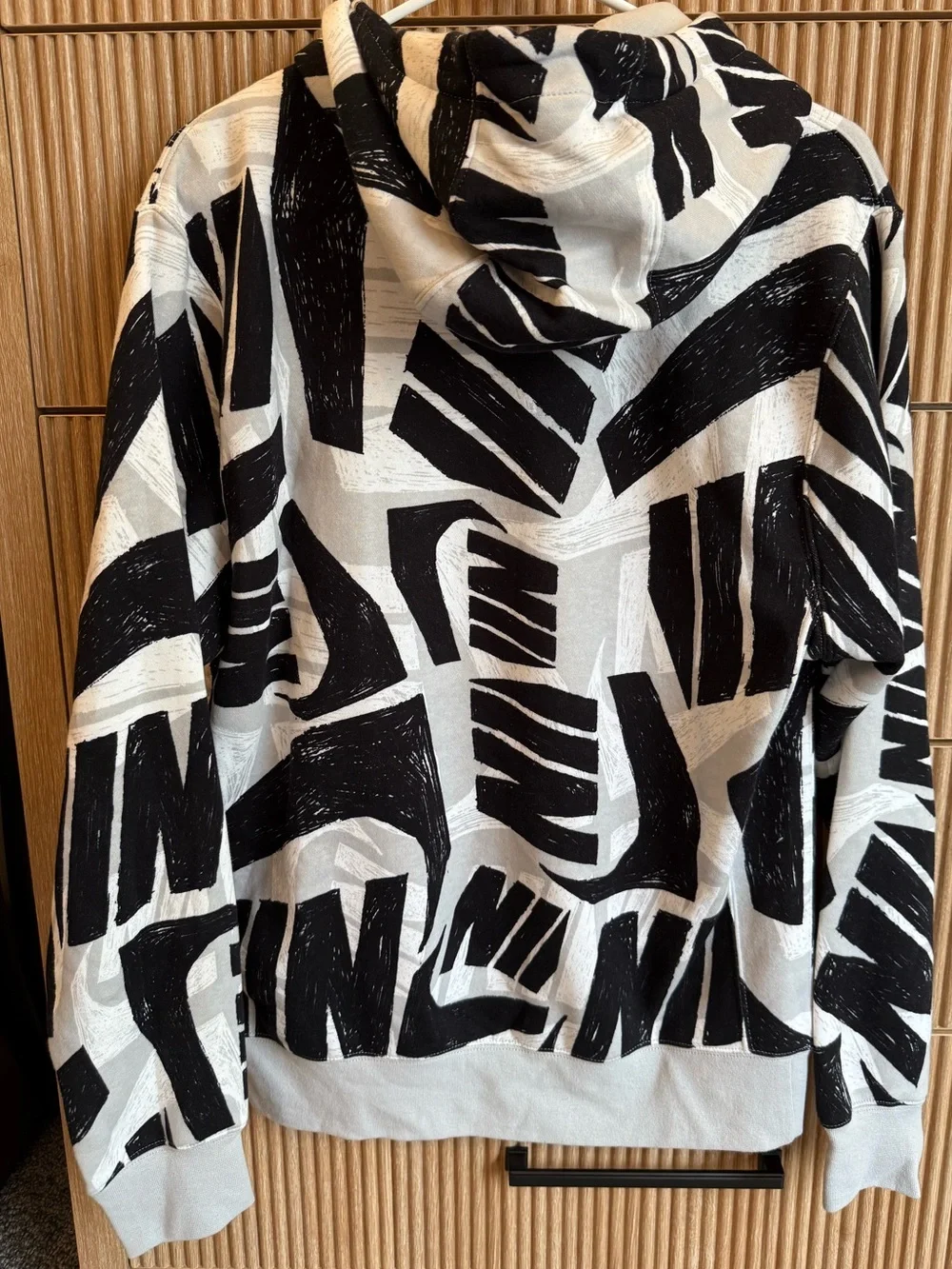 Nike Black and White Allover Logo Hoodie
